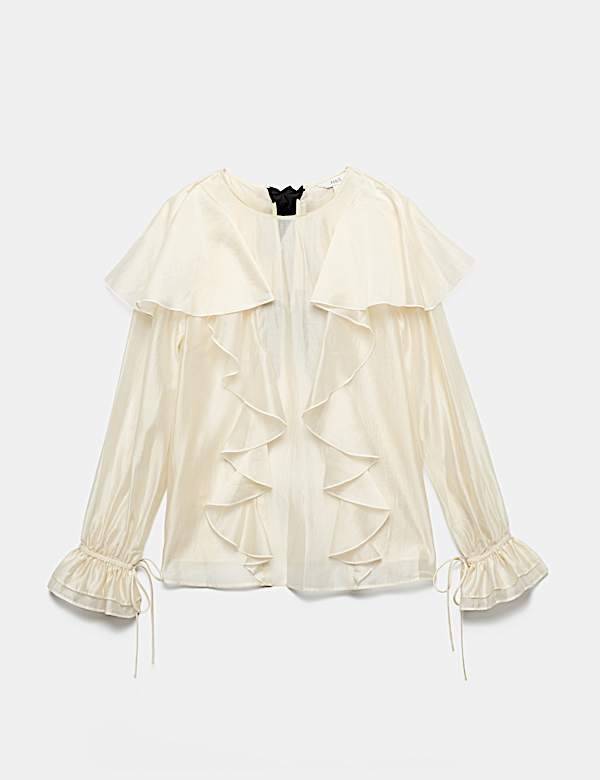 Lyocell Rich Ruffle Tie Detail Blouse - PT