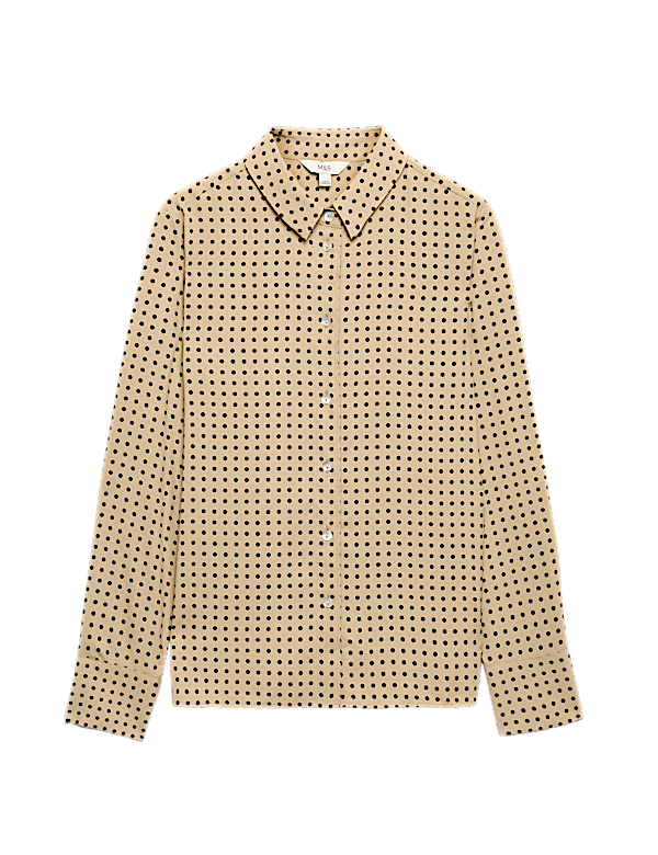 Polka Dot Collared Button Through Shirt