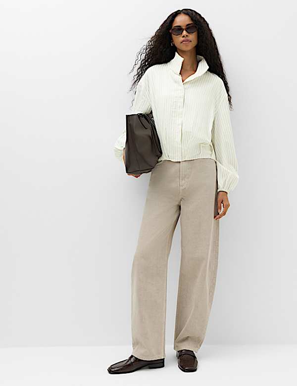 Pinstripe Funnel Neck Shirt - CH