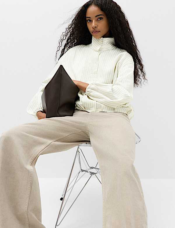Pinstripe Funnel Neck Shirt - CH