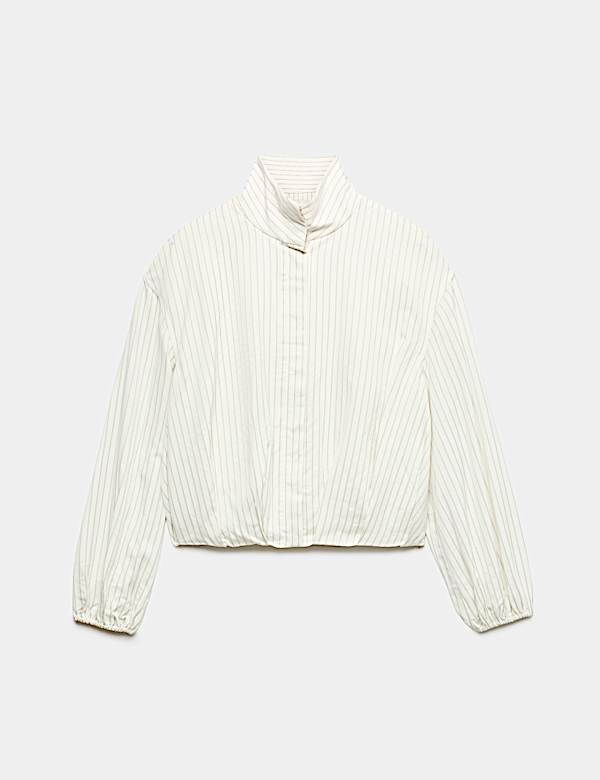 Pinstripe Funnel Neck Shirt - CH