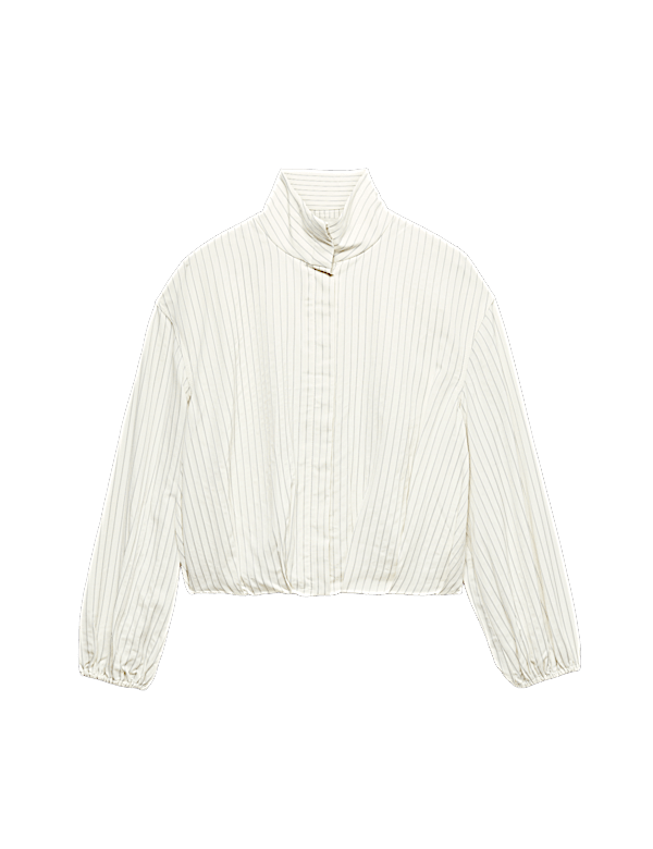 Pinstripe Funnel Neck Shirt