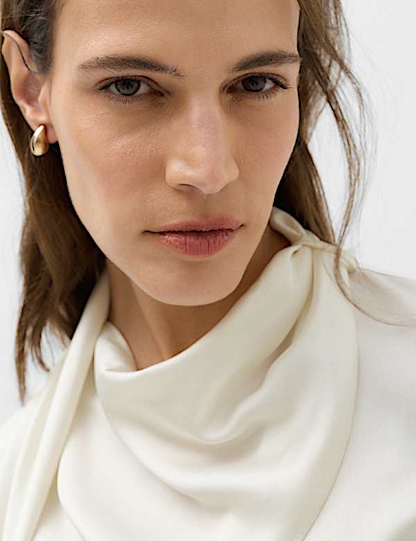 Satin Scarf Neck Blouse