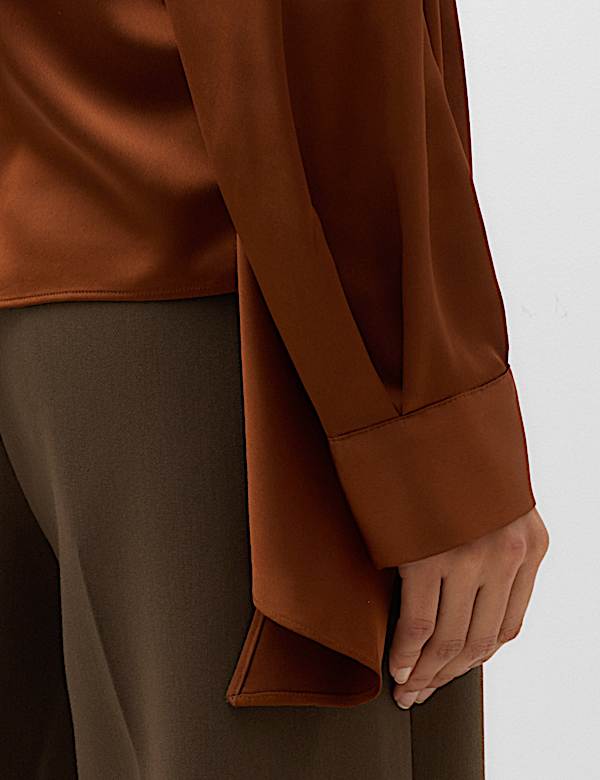 Satin Scarf Neck Blouse - JO
