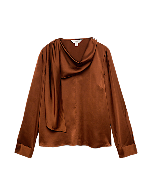 Satin Scarf Neck Blouse