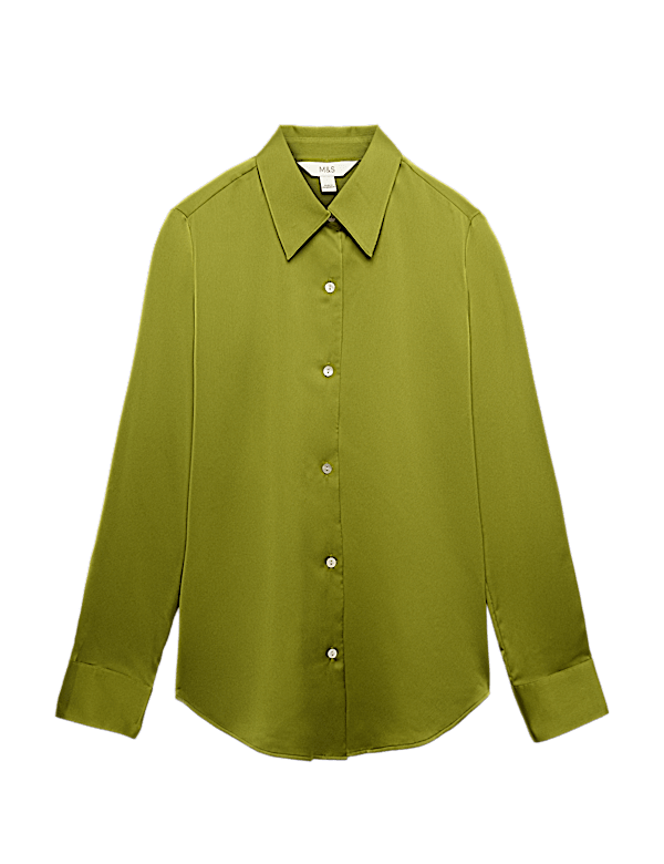 Satin Collared Button Through Shirt