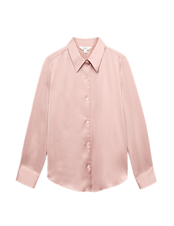 Satin Collared Button Through Shirt