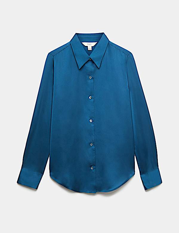 Satin Collared Button Through Shirt - CZ