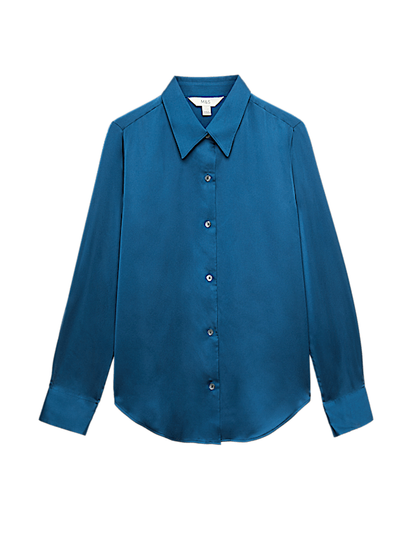 Satin Collared Button Through Shirt