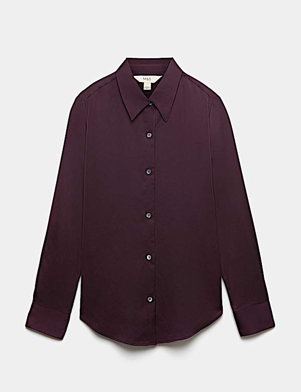 Satin Collared Button Through Shirt - CZ