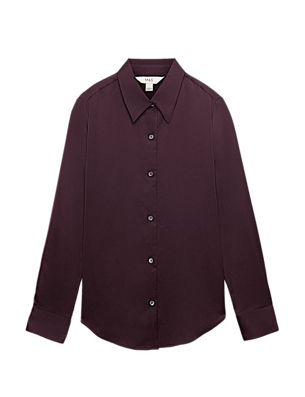 Satin Collared Button Through Shirt