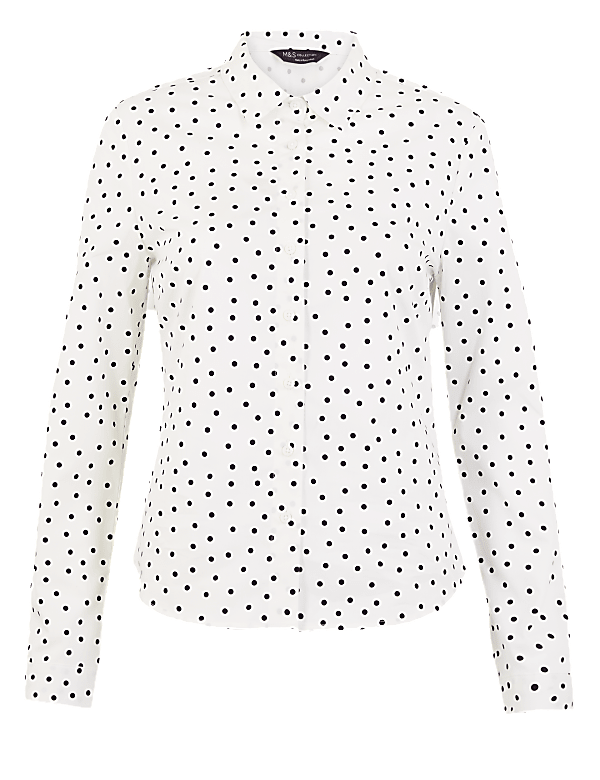 Cotton Polka Dot Fitted Shirt