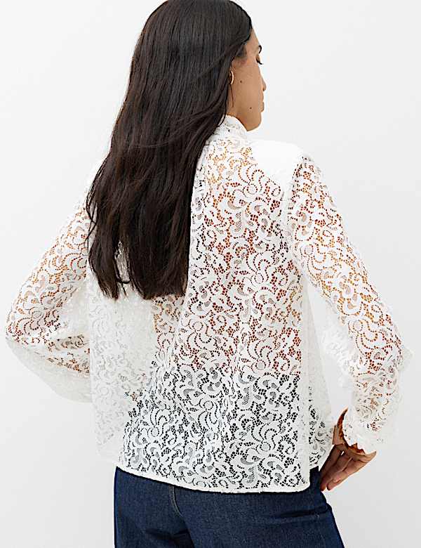 Lace High Neck Blouse with Cotton - CN