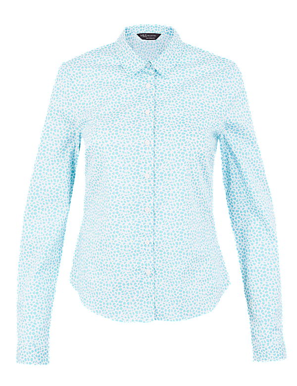 Cotton Floral Fitted Long Sleeve Shirt