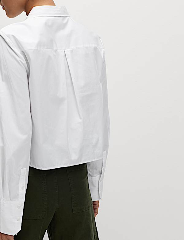 Pure Cotton Cropped Collared Shirt - PT