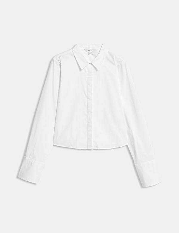 Kemeja Crop Berkerah Katun Murni - ID