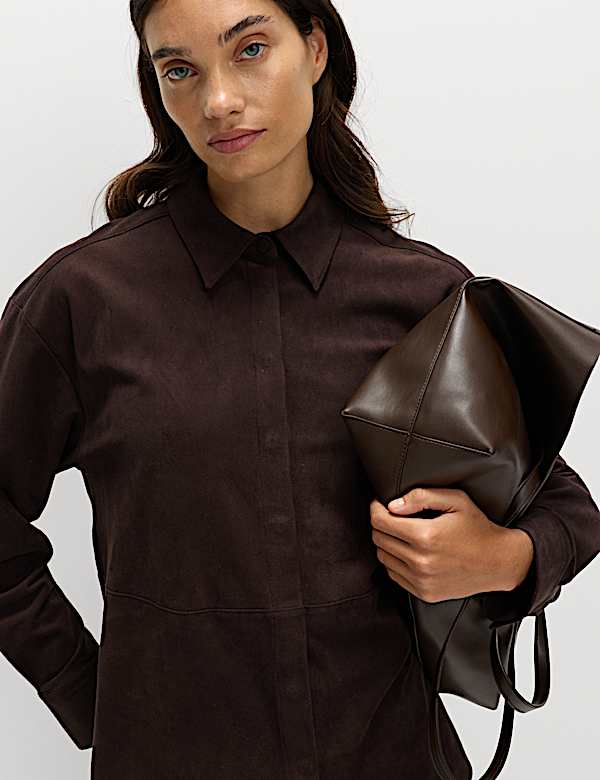 Suedette Collared Shirt