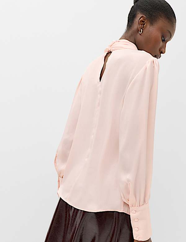 Satin High Neck Blouse - MX