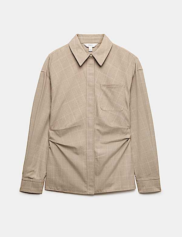 Checked Collared Waisted Shirt - JE