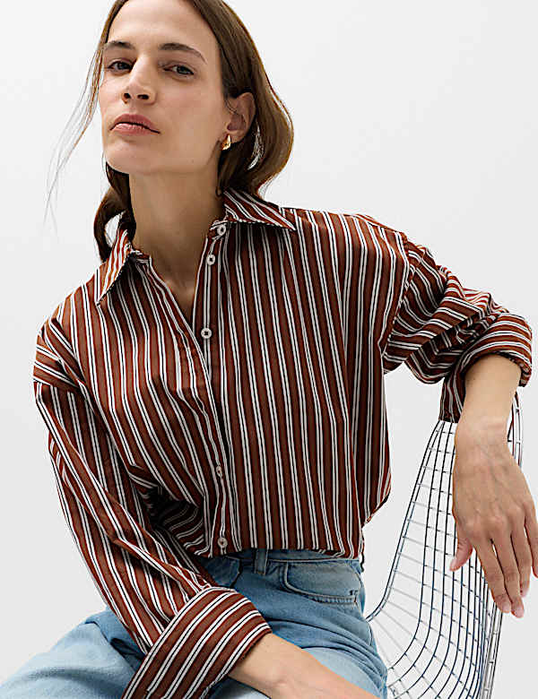 Pure Cotton Oversized Striped Shirt