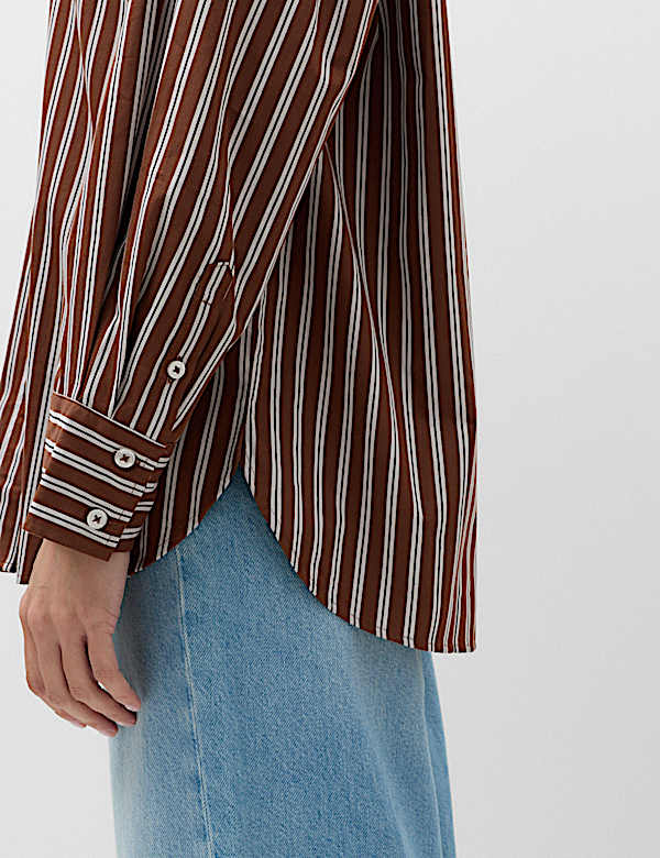 Pure Cotton Oversized Striped Shirt - CY
