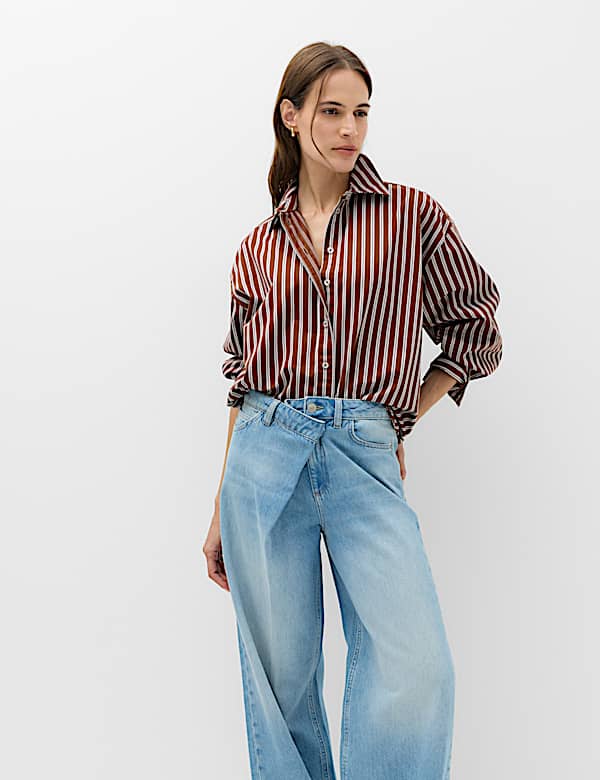 Pure Cotton Oversized Striped Shirt - CY