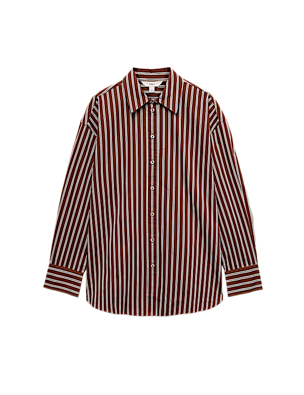 Pure Cotton Oversized Striped Shirt