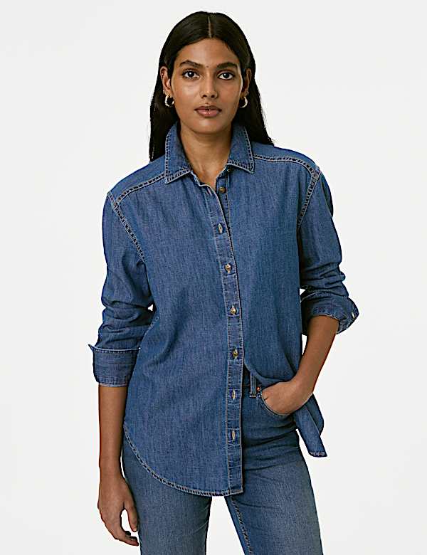 Denim Collared Relaxed Shirt