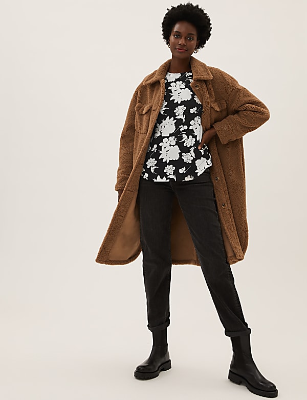 Floral Round Neck Long Sleeve Blouse