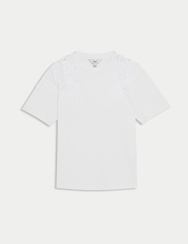 חולצת טי רקומה בגזרה רגילה מכותנה טהורה - IL