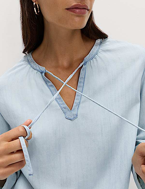 Pure Lyocell Tie Fastening Blouse