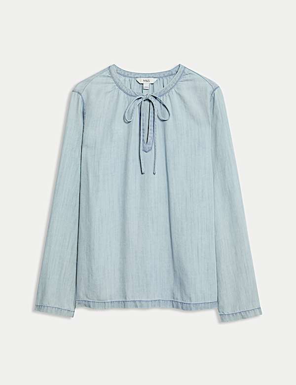 Halenka z čist&eacute;ho lyocelu se zavazov&aacute;n&iacute;m na v&aacute;zanku - CZ