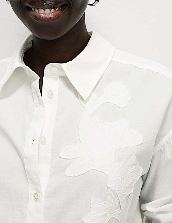 Pure Cotton Applique Button Through Shirt - CA