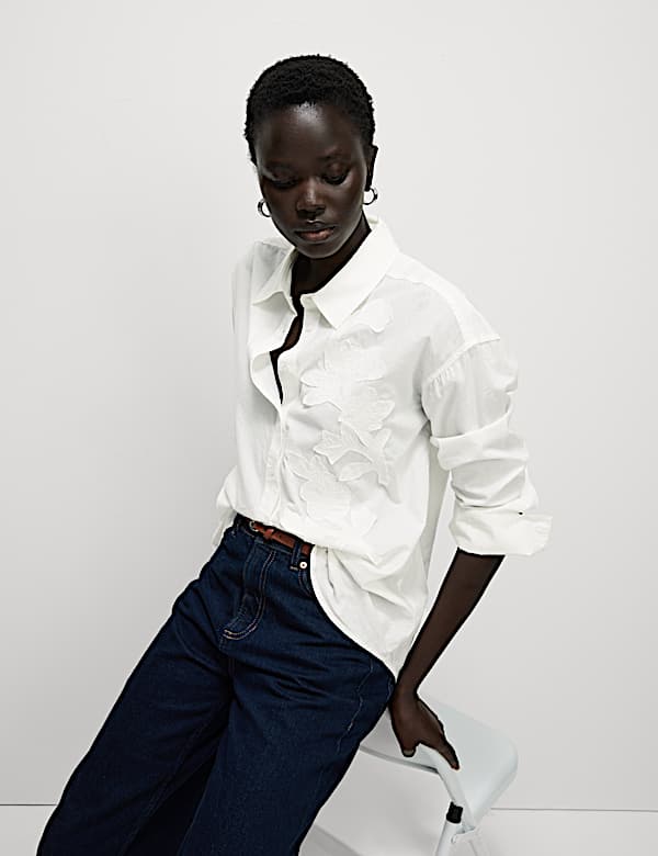 Pure Cotton Applique Button Through Shirt - CA