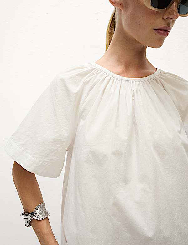 Pure Cotton Tie Back Detailing Blouse