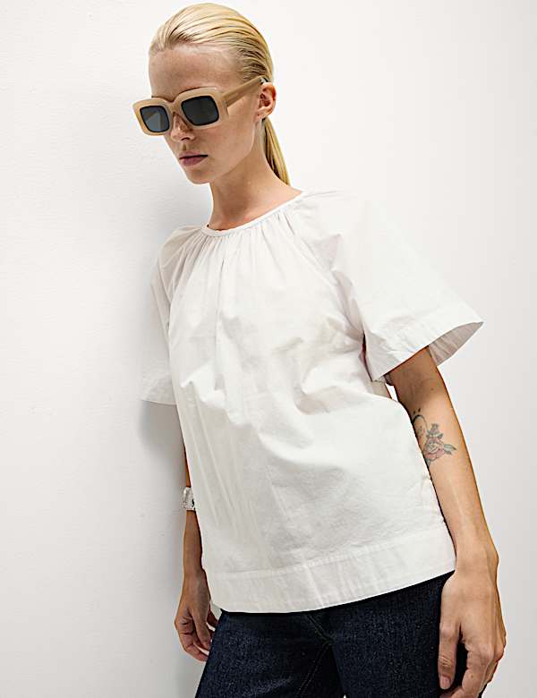 Pure Cotton Tie Back Detailing Blouse