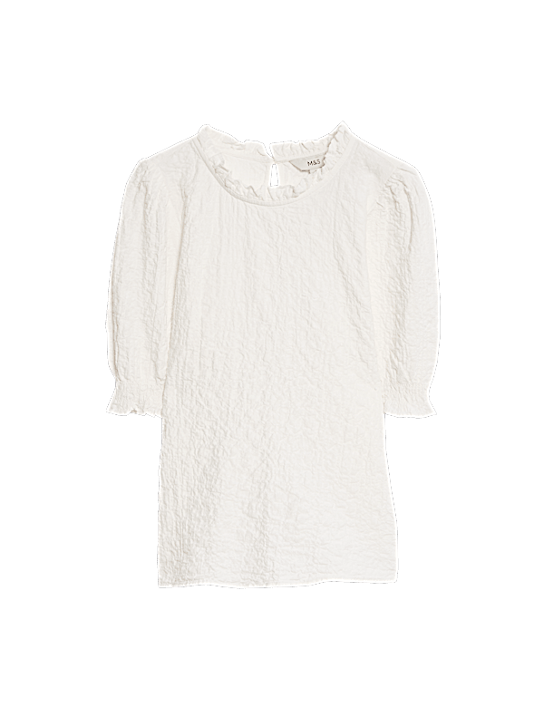 Cotton Rich Smocked Puff Sleeve Blouse