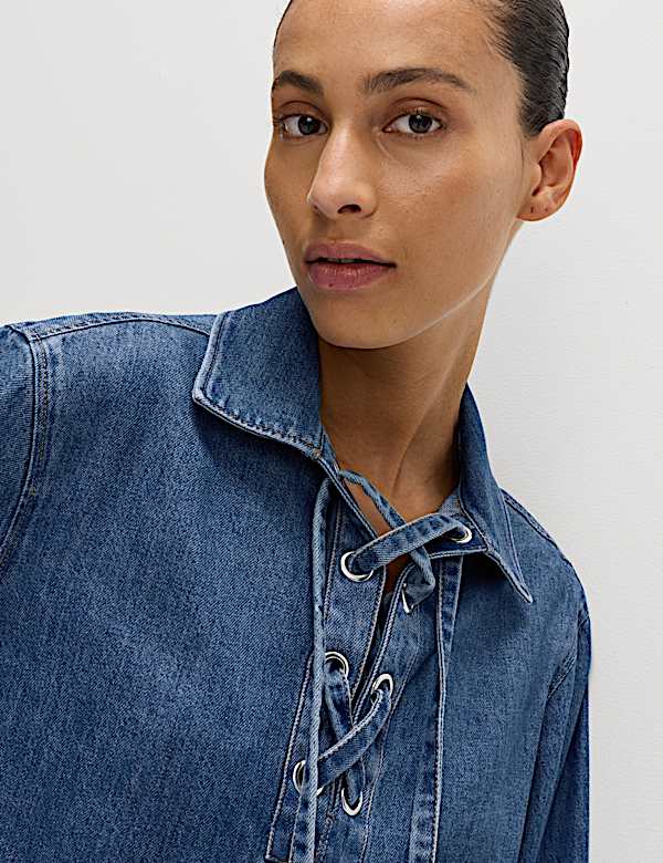 Denim Tie Fastening Blouse