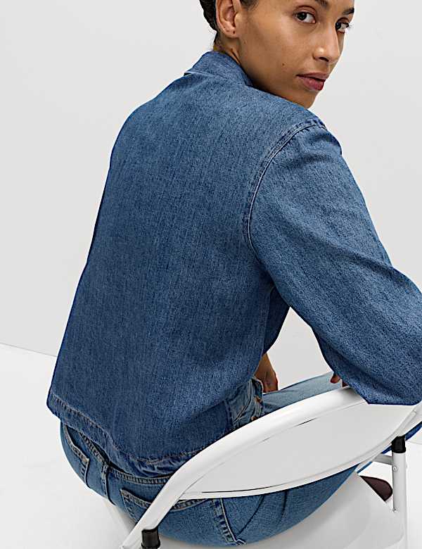 Denim Tie Fastening Blouse - AT