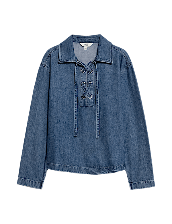 Denim Tie Fastening Blouse