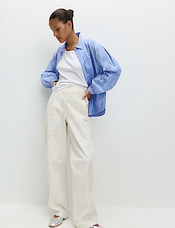 Kemeja Boxy Katun Murni Motif Garis - ID