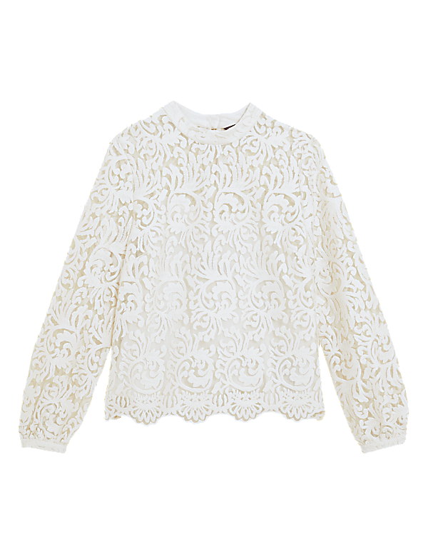 Lace High Neck Long Sleeve Top
