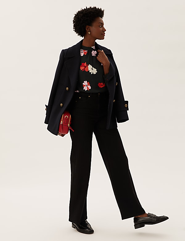 Floral Embroidered High Neck Top