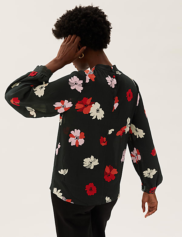 Floral Embroidered High Neck Top