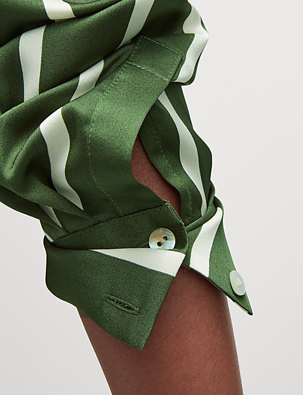 Satin Striped Collared Button Through Shirt