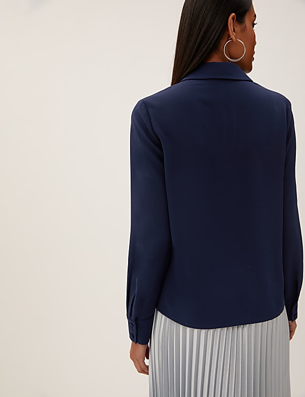 Embellished Collared Long Sleeve Blouse