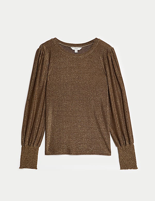 Jersey Sparkly Round Neck Blouse - JE