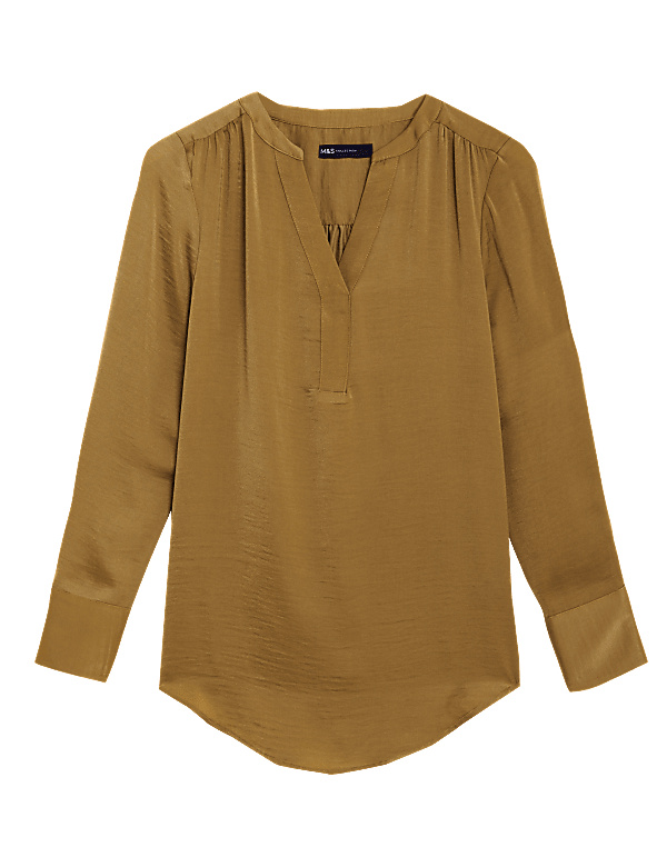 Plain Mandarin Neck Blouse