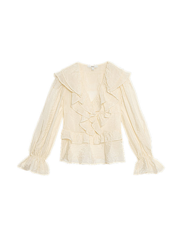V-Neck Frill Detail Blouse