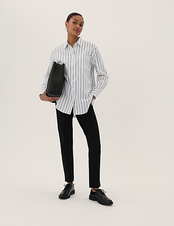 Pure Cotton Striped Oversized Girlfriend Style Shirt